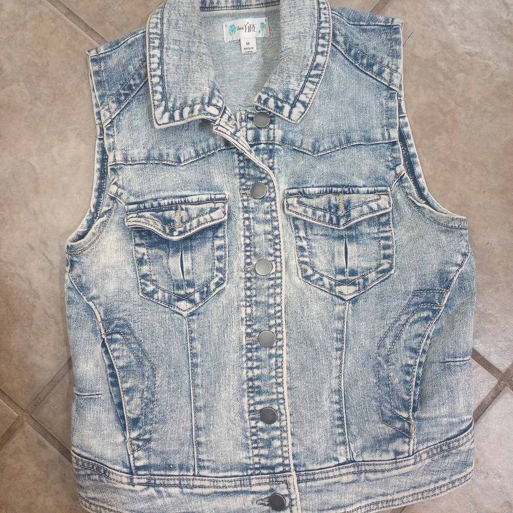 love, Fire Light Blue Denim Vest